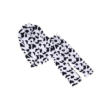 Imagem de 1 Conjunto pijama de vaca feminino pijamas de flanela femininos conjunto de pijama de vaca pijamas de natal pijamas natalinos cueca zorba manga comprida roupa íntima roupa casual