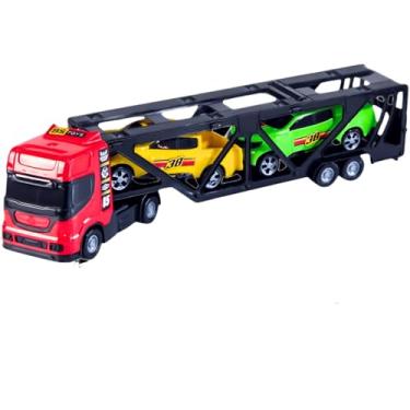 Imagem de Caminhão Carreta Cegonheira Cegonha + 2 Carrinhos Brinquedo Infantil Meninos Bstoys