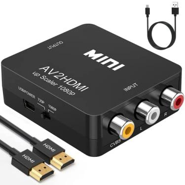 Imagem de ABLEWE Conversor RCA para HDMI, AV para HDMI, Mini RCA 1080P composto CVBS adaptador conversor de áudio e vídeo compatível com PAL/NTSC para TV/PC/PS3/STB/Xbox VHS/VCR/Blue-Ray DVD Players
