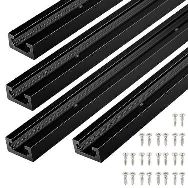 Imagem de Seekliny 4 peças para marcenaria T-Track 61 cm corte duplo preto com parafusos para kit de interseção universal T-Track Acessórios