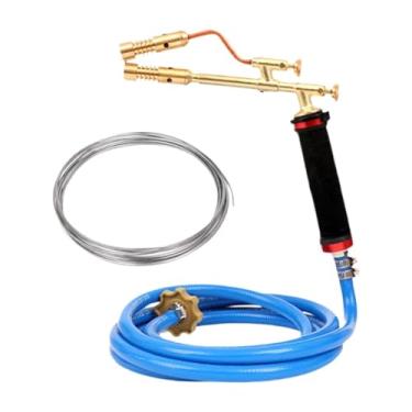 Imagem de Kokiya Cabeça de tocha de solda de propano com fio de solda com núcleo de fluxo de alumínio de cobre mangueira 3M alça antiderrapante chama ajustável para soldagem, fio de solda de 5 m