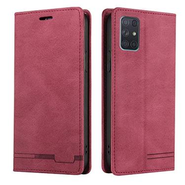 Imagem de Luxuoso estojo de couro retro flip para telefone para Samsung S21 S20 Fe S10 S9 S8 plus A12 A32 A02s A52 A72 5G A21s A31 A51 A71 A20 A50 A50 A70 J6 J8 2018 J3 J5 J7 2017, para Galaxy A01, vermelho