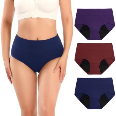 Imagem de Molasus Roupa íntima feminina para incontinência, período de alta absorção, roupa íntima de algodão à prova de vazamento, fluxo pesado, calcinha protetora menstrual para controle da bexiga, pacote com