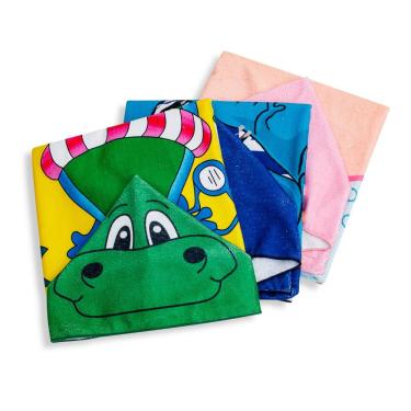 Imagem de Toalha Poncho Infantil com Capuz Estampada 120cm x 60cm 100% Algodão - Loaní
