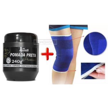 Imagem de Pomada Preta Pote 250g + Joelheira Ortopedica Azul Elastica - Apinil