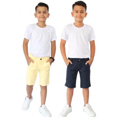 Imagem de Kit 2 Bermudas Sarja jeans Masculina Infantil Confortável Infantil - E