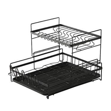 Imagem de Escorredor de louça, escorredor de pratos, escorredor de pratos de metal, prateleira de cozinha, talheres, armazenamento de talheres, armário de drenagem, suporte de talheres