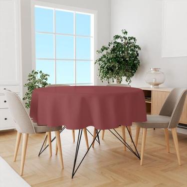 Imagem de Toalha De Mesa Redonda Tecido Oxford Marsala Tom Claro -140x140cm - Co
