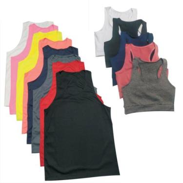 Imagem de Kit 5 Regatas + 5 Tops Nadador Feminino Academia - Jinkingstore , Sort
