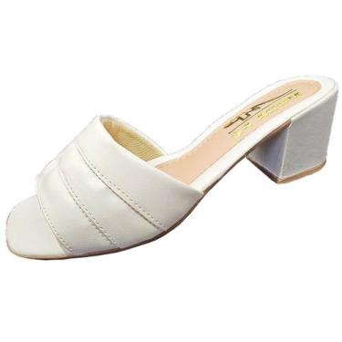 Imagem de Sandália Salto Alto 05 cm Extra Conforto 03 Moda Pé, 38, Marfim