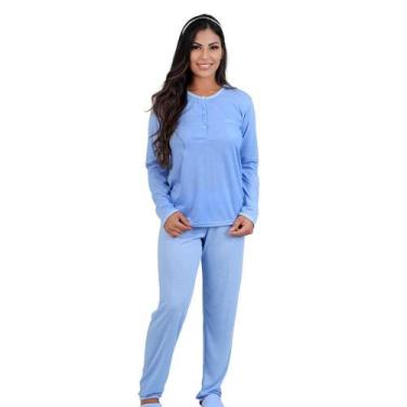 Imagem de Pijama Longo Poá Peitilho Abotoável Cia Do Corpo 4702 Poliéster, Rosa,