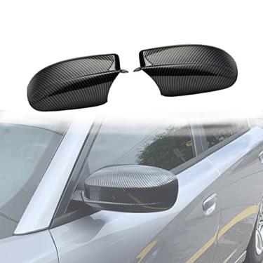 Imagem de Capas de tampa de espelho compatíveis com Dodge Charger Chrysler 300 300C 2011-2022, acabamento de moldagem de capa de espelho lateral tipo complementar (padrão de fibra de carbono)