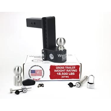 Imagem de Weigh Safe Suporte de bola de engate de reboque ajustável – engate de queda de 20,3 cm para receptor de 6,35 cm com 4 peças de conjunto de trava semelhante com chave, engate de reboque de aço premium com balança de peso embutida para anti-balanço, GTW de 10 kg