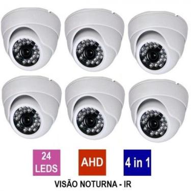 Imagem de Kit 6 CÂMERAS Segurança DOME CCD 4in1 Visão Noturna IR 24 Leds AHD 108