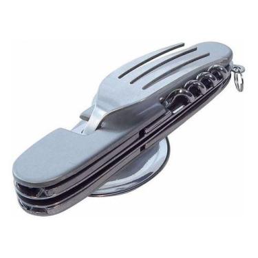 Imagem de Kit Talher Com Garfo Colher Faca Canivete Trilha Camping - oem, Pratea