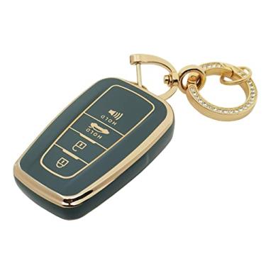 Imagem de Capa para chave Toyota com chaveiro TPU macio proteção total para chave de carro compatível com RAV4 Camry Avalon Corolla Highlander C-HR Prius GT86 (azul)