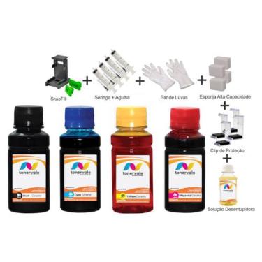 Imagem de Kit 4 Tinta Para HP D1460 21 e 22 100ml Linha Platinum - Toner Vale