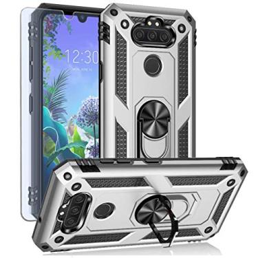 Imagem de Capa YZOK para LG Aristo 5, com protetor de tela HD, LG Phoenix 5, LG Fortune 3, Risio 4 Case, [grau militar] Anel de suporte de carro híbrido rígido PC TPU macio à prova de choque capa protetora para LG K8x (prata)