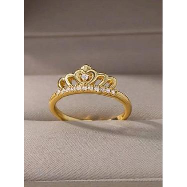 Imagem de Anel ajustável coroa princesa feminino - banhado a ouro 18k - ToJoia18
