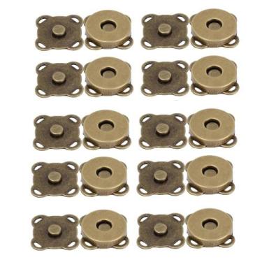 Imagem de Kit 10 Botões Magnéticos 18mm Fecho Imantado Bronze P/ Costurar imã - 