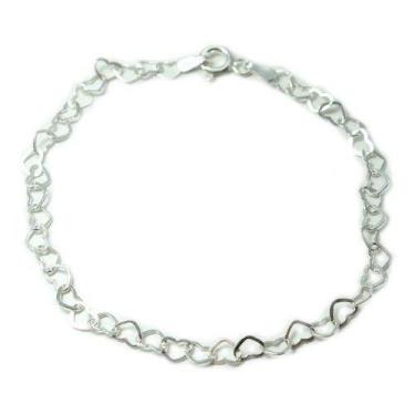 Imagem de Pulseira Feminina Prata Legitima 925 Elo Coração - Lojas La&Ny, Prata,