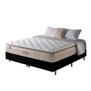 Imagem de Cama Box Queen Preto + Colchão Molas Ensacadas Macio Cincinna