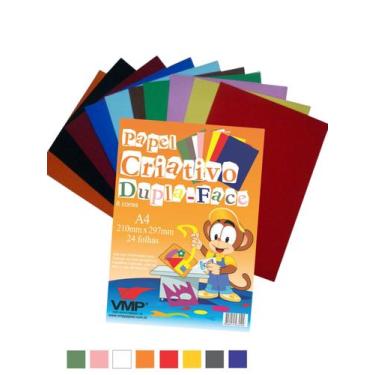 Imagem de Papel Criativo Cartolina A4 Duplaface 8 cores 24 folhas Volta as Aulas