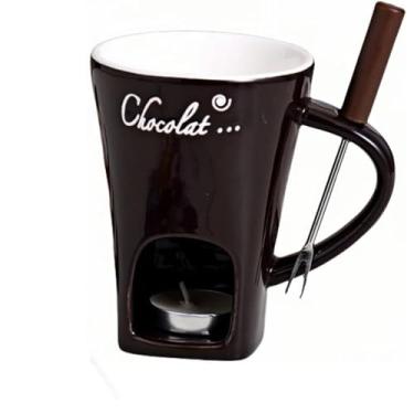 Imagem de Chocolate Fondue Mug,Caneca De Fondue De Derretimento,Conjunto De Canecas De Fondue De Chocolate Com Garfos,130ml - Ideal Para Chocolate E Queijo (marrom)