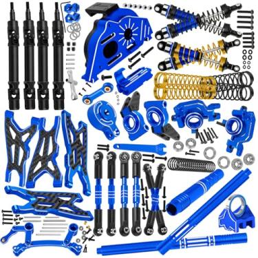 Imagem de hopsupRC RC Shocks&Arms&Caster Blocks hubs&25T Direct Mount Servo Saver&Steering Bellcranks&CVD&Support&Gearbox&Center Driveshafts&Turnbuckles Links Parts for 1/10 Big Rock 4X4 V3 3S BLX,Navy Blue