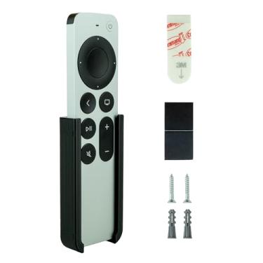 Imagem de Suporte remoto para controle remoto Apple TV Siri | Organizador remoto montado na superfície ou na parede | Inclui fita adesiva, ímã e opções de montagem de parafuso (preto)