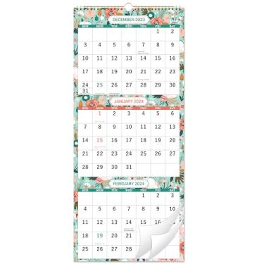 Imagem de Calendário de parede 2024 – Calendário de parede de 3 meses (dobrado em um mês), janeiro de 2024 a dezembro de 2024, 28,7 cm x 66 cm (quando aberto), calendário vertical