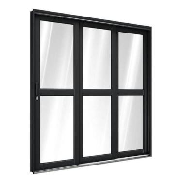 Imagem de Porta de Aço de Correr Lateral com Travessa 3 Folhas 213x200cm Aço Pro