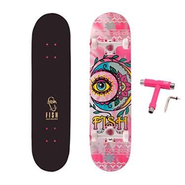 Imagem de Skate padrão, skate completo 78,7 cm x 20,3 cm, 7 camadas de bordo canadense Double Kick Deck Côncavo Cruiser Trick Skateboards para crianças meninos meninas jovens iniciantes.