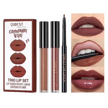 Imagem de MAEPEOR Kit De Lábios Tudo Em Um 3 Em 1, Delineador Suave, Gloss E Batom, Com Batom Líquido Aveludado Fosco, Brilho Labial Hidratante E Delineador Cremoso (Kit 03, Cinnamon Bun)