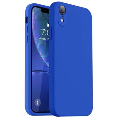 Imagem de Capa Capinha Silicone Aveludada Compatível Com iPhone XR Premium (AZUL JEANS)