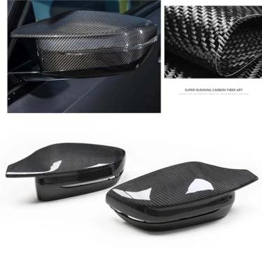 Imagem de 2PCS Fibra de Carbono LHD Car Retrovisor Espelho Capa Cap Case Shell Clip On Compatível Para BMW M3 G80 M4 G82 G83 2021-2023