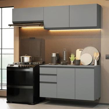 Imagem de Armário de Cozinha Compacta Suspenso 200cm Cinza Nice Madesa 05