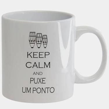 Imagem de Caneca Branca de Porcelana 325ml FRASE PUXE UM PONTO ATABAQUE UMBANDA