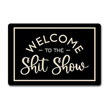 Imagem de Capacho engraçado Welcome to The Shitshow - Tapete de boas-vindas de borracha antiderrapante de 60 x 40 cm para porta da frente, tapete de entrada com design bem-humorado - uso interno/externo durável