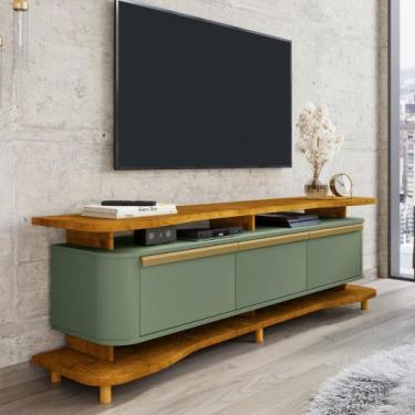 Imagem de Rack para TV Até 75 Polegadas 3 Portas com Pés de Madeira Maciça Guara