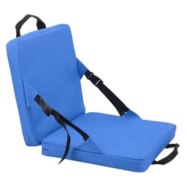 Imagem de Cadeira de praia dobrável com bolso de armazenamento e almofada de encosto para estádio, parque, tecido Oxford 600D (azul)