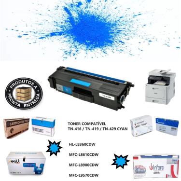Imagem de Toner Compatível Ciano Tn-419 TN419 419 para Impressoras HL-L8360CDW MFC-L8610CDW MFC-L8900CDW 9k Alto Rendimento