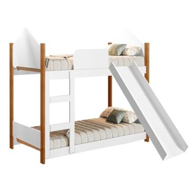 Imagem de Beliche Infantil Magia Com Escorregar Para Quarto Da Criança Caminha Baby Resistente Cor Branco