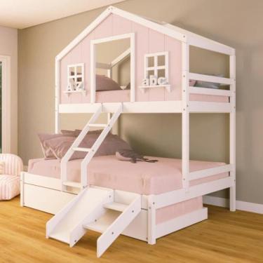 Imagem de Treliche Casal/ Solteiro Casinha dos Sonhos com Escada/ Escorregador M