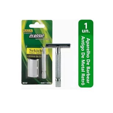 Imagem de Aparelho De Barbear Metal Antigo Manual Retrô Lâmina Sekich