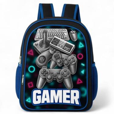 Imagem de Mochila Escolar de Costas infantil Juvenil Masculina Menino - Gamer - 