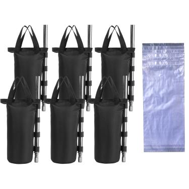 Imagem de Conjunto de sacos de peso de dossel com sacos de armazenamento de água para gazebo, tenda, marquise, garagem, pacote com 6 sacos de areia e 6 sacos de água, preto (preto, R-6PCS)