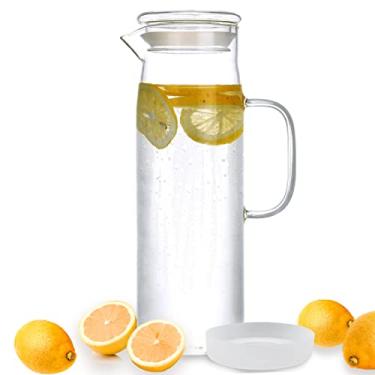 Imagem de Jarra de vidro para água - jarra de vidro com tampa para água quente/fria e chá gelado, bebidas, suco, leite - 1500 ml