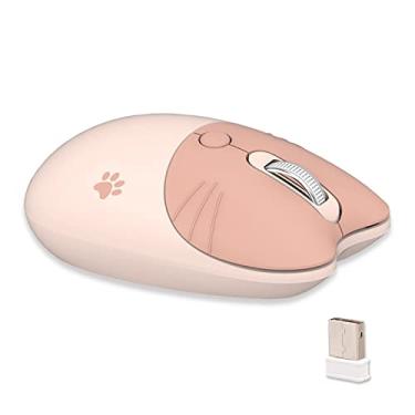 Imagem de Mouse sem fio fofo para gatos, mouse silencioso, mouse sem fio de 2,4 G, cores doces, mouse Kawaii para meninas e crianças (chá de leite)