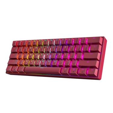 Imagem de HK GAMING GK61 60% v3 | Teclado mecânico para jogos Hotswap | 61 teclas multicoloridas RGB LED retroiluminado para PC/Mac Gamer | Layout dos EUA (rosa, velocidade ótica Gateron amarelo)